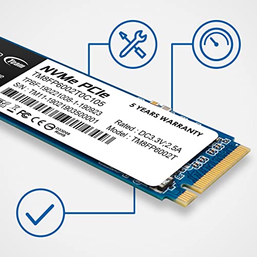TEAMGROUP 256GB TM8FP6256G0C101 Internal SSD PCIe NVMe M.2 2280 Interface