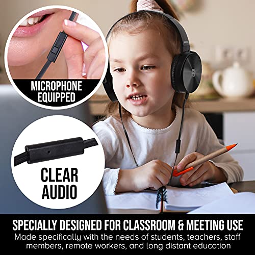 Sonitum 5 Count BM5P On-Ear Headphones with Microphone 32 Ohm Dynamic Driver Wired Communication Headsets for Kids