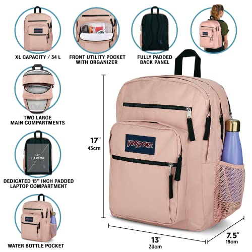 JanSport Big Student Backpack JS0A47JK008 Black Polyester Laptop Backpack with 2 Compartments