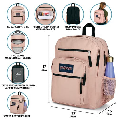 JanSport Big Student Backpack JS0A47JK008 Black Polyester Laptop Backpack with 2 Compartments