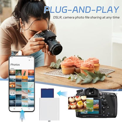 MBODMI 3 in 1 SD Card Reader USB Type C Adapter, for iPhone/Mac, Supports SD/MicroSD, USB A Connection