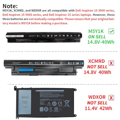 DMKAOLLK 40Wh M5Y1K 14.8V Laptop Battery for Dell Inspiron 14 15 17 Series