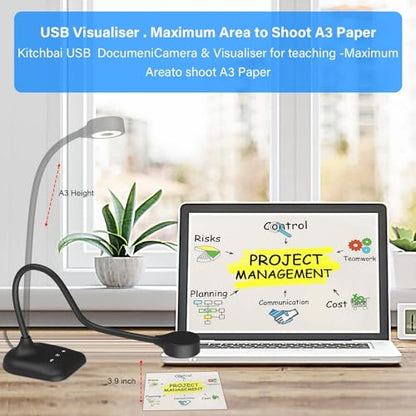 Kitchbai 3" PA-800 1944P Document Camera, Webcam, USB Visualizer