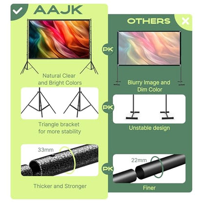 AAJK 150 inch-pro Projection Screen 4K HD Matte Manual Freestanding Polyester