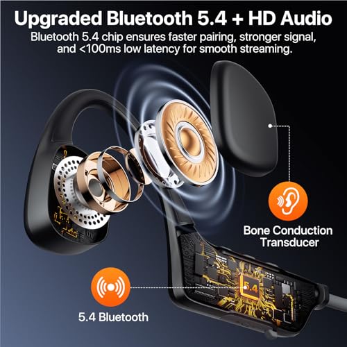 Bayhanc Open Ear Wireless Headphones T06 Bluetooth 5.4 10 Hours Battery Life 16mm Audio Driver