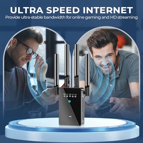 Techtex 2026 Single-Band WiFi Extender Signal Booster with 1-Tap Setup, 15588 sq ft Range, Advanced Security Features