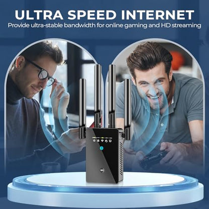 Techtex 2026 Single-Band WiFi Extender Signal Booster with 1-Tap Setup, 15588 sq ft Range, Advanced Security Features