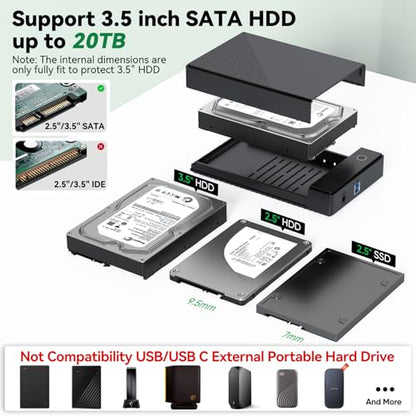CLAVOOP 20TB 3.5 Inch SATA Enclosure CM47-Q1 USB 3.0 External HDD Case