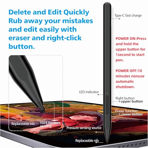 Milikilo Stylus Pen for Microsoft Surface F97, Compatible with Microsoft Surface Pro and Go Devices, 1024 Levels Pressure, Palm Rejection