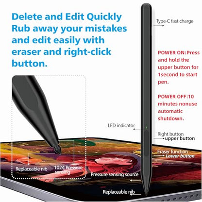 Milikilo Stylus Pen for Microsoft Surface F97, Compatible with Microsoft Surface Pro and Go Devices, 1024 Levels Pressure, Palm Rejection