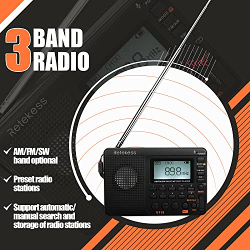 Retekess V115 Digital Radio FAUF9205A AM FM SW Receiver LCD