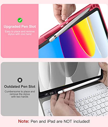 Hamile iPad 10th Generation 10.9 inch A2696/A2757/A2777, iPad 11th Generation 11 inch A3354/A3355/A3356, Magnetic Wireless Keyboard Case