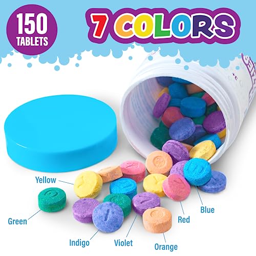 Tub Works 150 Count BCFWCT Fragrance-Free Bath Color Tablets Non-Toxic Kids Bath Products