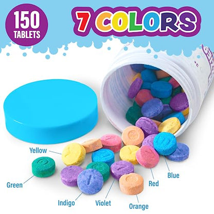 Tub Works 150 Count BCFWCT Fragrance-Free Bath Color Tablets Non-Toxic Kids Bath Products