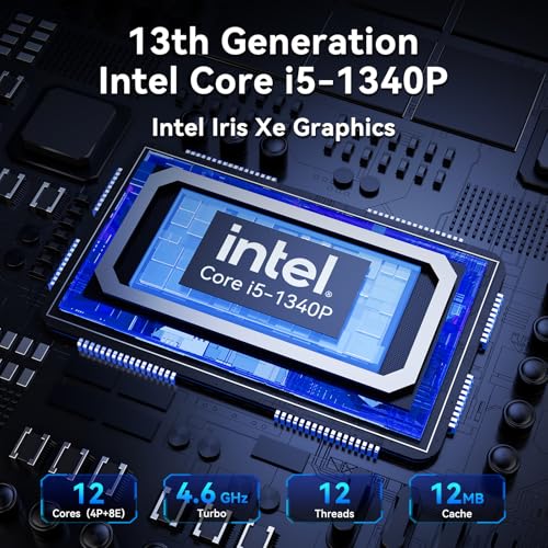 NENCHIN Mini PC NUC13ANHi5 16GB 512GB Intel i5-1340P Windows 11 Pro 4K UHD