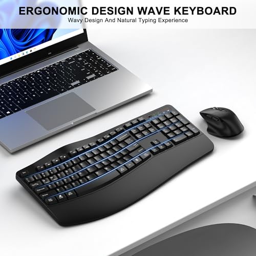 ULSOU Wireless Keyboard and Mouse Combo, Ergonomic Design, 2.4G Wireless, Black