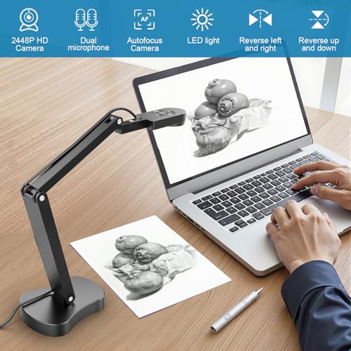 Kitchbar 8MP A3 Document Camera USB Capture System for Distance Learning and Classroom Use