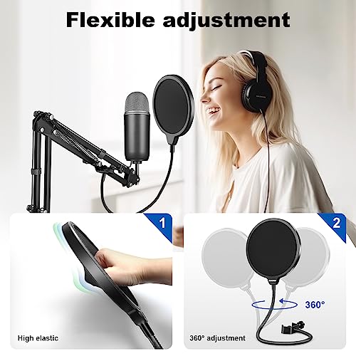 Aokeo 1 Count 6269 Mic Pop Filter Dual Layered Flexible Gooseneck Clamp