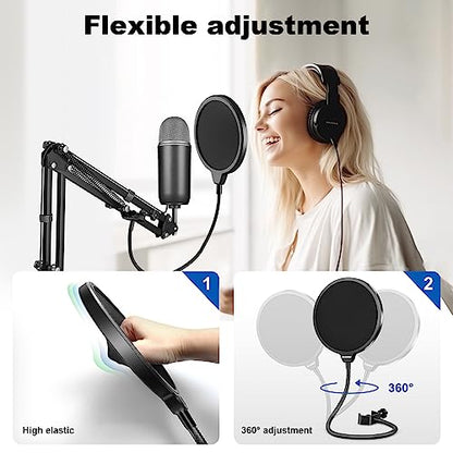 Aokeo 1 Count 6269 Mic Pop Filter Dual Layered Flexible Gooseneck Clamp