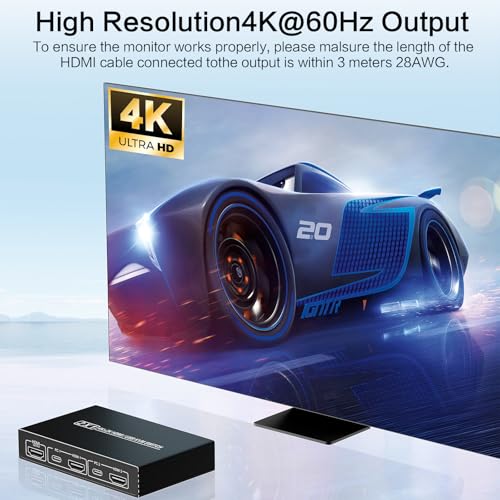 BMKZAYR HDMI KVM Switch 1 Monitor 2 Computers 4K@60Hz Plug and Play Model BMKZAYR004