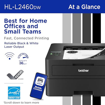 Brother HL-L2460DW Monochrome Laser Printer 1200 x 1200 DPI Automatic Duplex 36 ppm