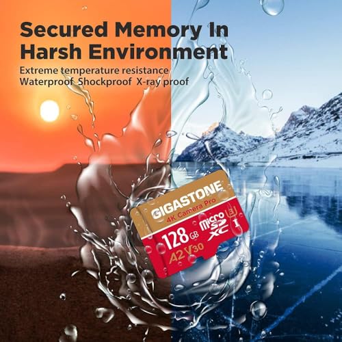 Gigastone 128GB Micro SDXC UHS-I U3 A2 V30 4K Video Memory Card