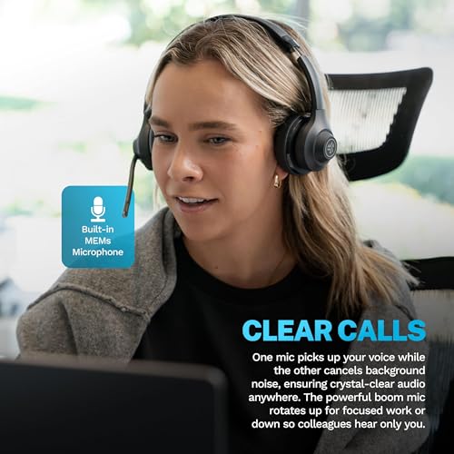 JLab Go Work WEBHBGWRK2GPH20 Wireless Headset - Bluetooth, USB-C - On Ear, 55-Hour Battery Life, Multipoint Connectivity