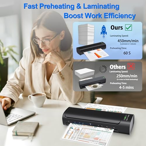 Elysine 13 Inch Laminating Machine Model B0GN9C8VSC 450mm/min 2 Rollers Black Laminating Machine