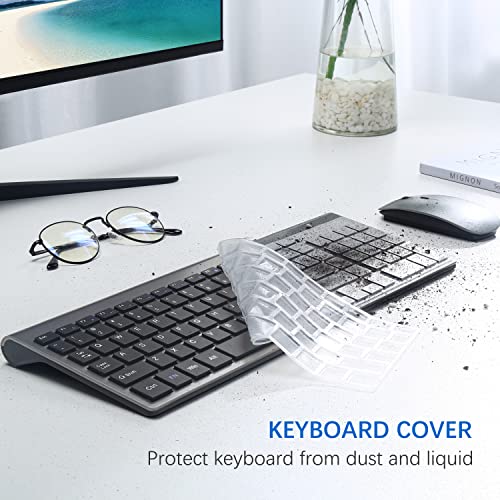 TopMate Wireless Keyboard and Mouse Combo USB Scissor Switch QWERTY 104 Keys Gray Black