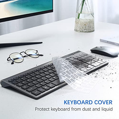 TopMate Wireless Keyboard and Mouse Combo USB Scissor Switch QWERTY 104 Keys Gray Black