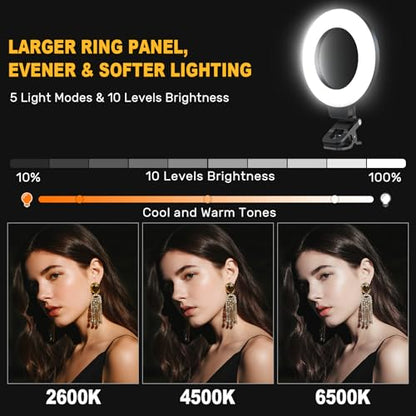 Anautin 1.0 Count R5 USB Camera Ring Light Adjustable Brightness 2600K-6500K