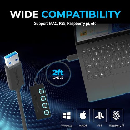 SABRENT 4 Port USB 3.0 Hub with Individual LED Power Switches HB-UMP3