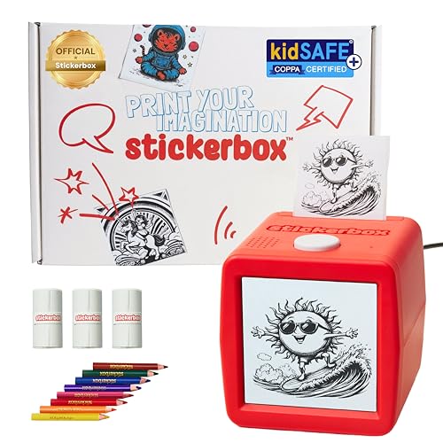 Hapiko 3.75" x 3.75" Stickerbox Thermal Sticker Printer, Red, Print Only, USB Connectivity