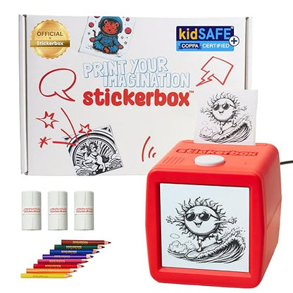 Hapiko 3.75" x 3.75" Stickerbox Thermal Sticker Printer, Red, Print Only, USB Connectivity