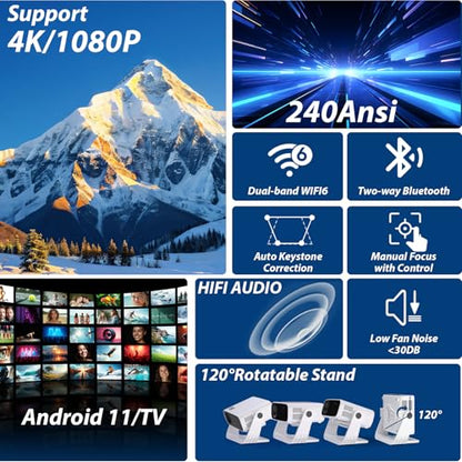 Wielio 269D Mini Projector 1920x1080 50000 Lumen LED Portable