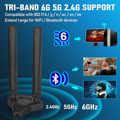 Eightwood Tri-Band WiFi 6E Antenna EWUA0175 2.4GHz 5GHz 6GHz Connectivity Antenna