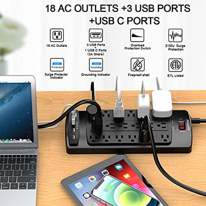POWSAV 18 Outlets NBW-903 125 Volts 15 Amps Power Strip