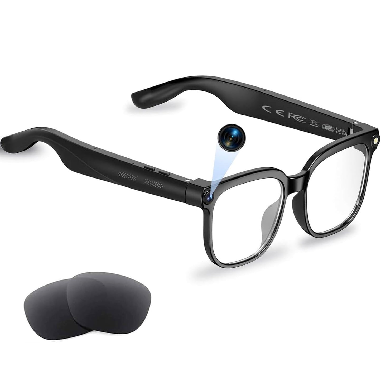 Bapick Smart Glasses 8MP Camera Open-Ear Black