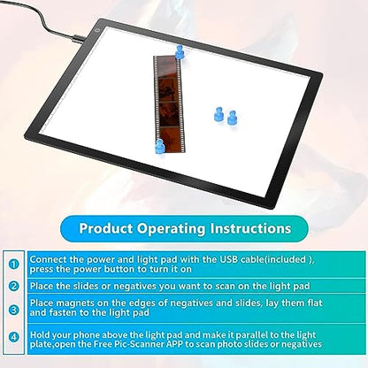 JRVT C401B-TY Slide Viewer Light Pad A4 10000-12000K LED Scanner