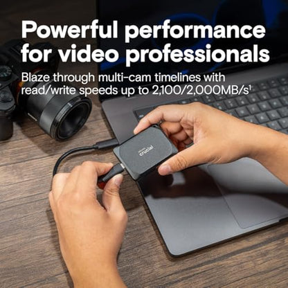 Crucial 4TB CT4000X10PROSSD902 SSD Portable External Drive USB-C 2100MB/s Read 2000MB/s Write