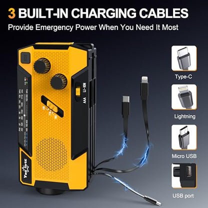 Yesiwtc 7400mWh Hand Crank Emergency Radio Model 090S Analog Portable Weather Device