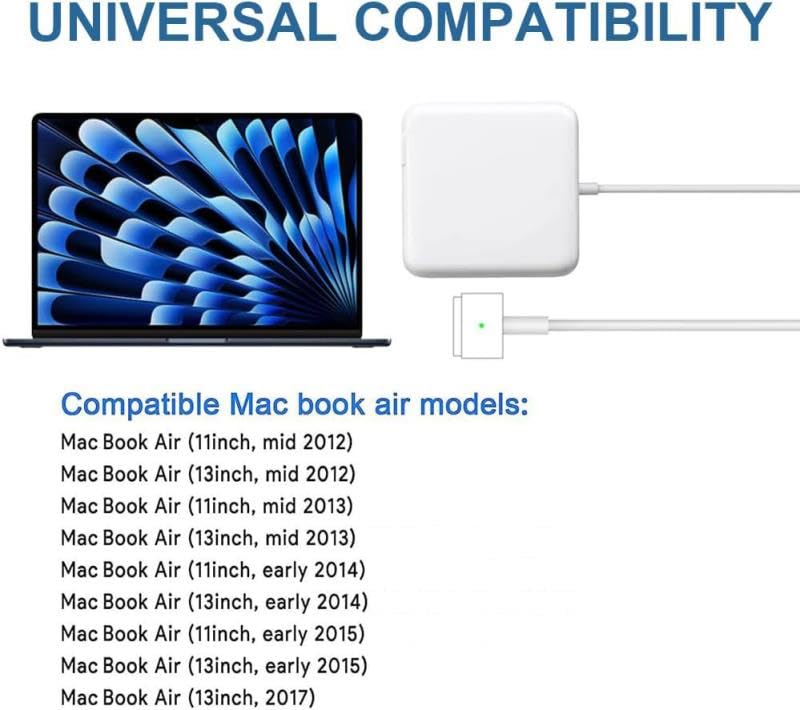 Elvoes 45W T-Tip Power Adapter for MacBook Air and Pro A1398-A1424