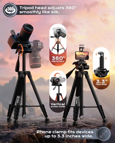 JOBFRI 73 Inches JOBFRI SAB265A Aluminum Tripod Stand