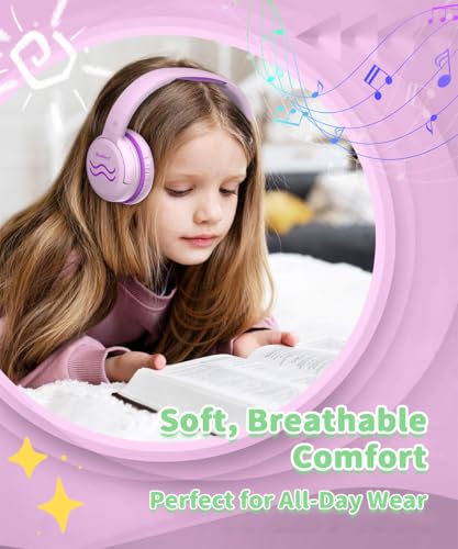 WaveBlend K1-US-WaveBlend-PinkPurple Wired Headphones with 3.5mm Jack for Children