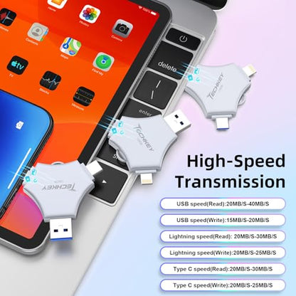 Techkey 128GB MFi Certified USB 3.0 Flash Drive