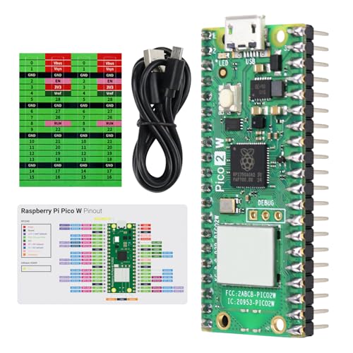 Freenove 4MB FNK0065EE Raspberry Pi Pico 2 W Board Dual Cortex-M33 RISC-V Microcontroller Development Board