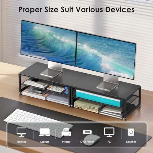 ECOLOVI 2-Tier Monitor Stand - Black - Monitor Stand for Laptops & Printers - Easy Assembly