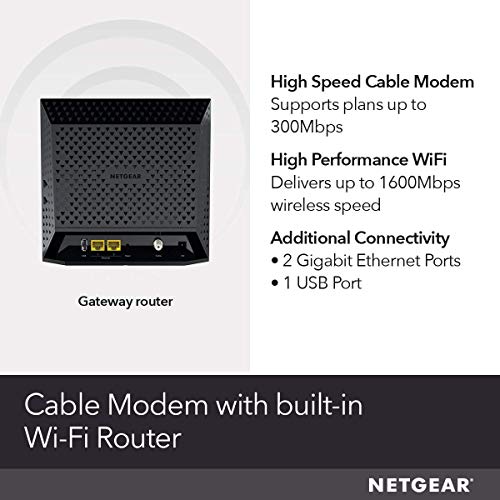 NETGEAR AC1600 C6250 DOCSIS 3.0 WiFi Cable Modem Router Combo