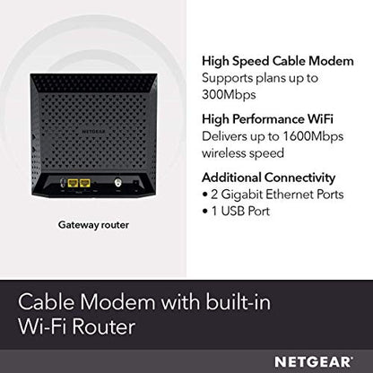 NETGEAR AC1600 C6250 DOCSIS 3.0 WiFi Cable Modem Router Combo