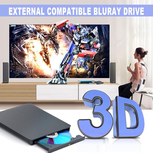 AELRSOCH External Blu-ray Drive Player USB 3.0 Type-C BD/DVD/CD Burner Portable